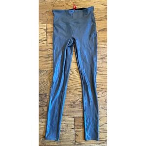 Spanx Gray Faux Leather Leggings High Waisted Metallic Shimmer Small S/P